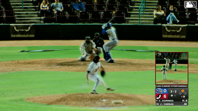 Joendry Vargas singles on a line drive to right fielder Qrey Lott. Easton Shelton scores.
