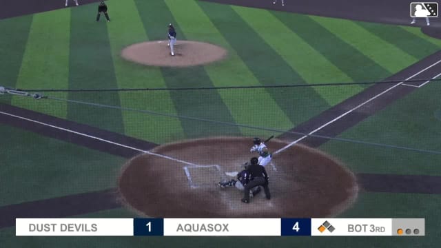 Carlos Jimenez singles on a ground ball to right fielder Randy De Jesus. Felnin Celesten scores.