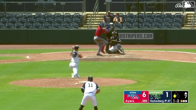 Owen Ayers singles on a soft fly ball to left fielder Luke Williams. Owen Miller scores.