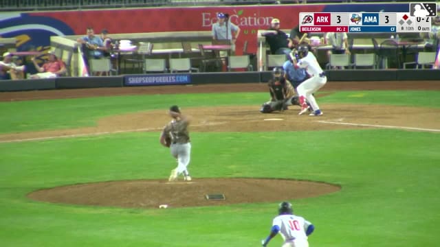 Druw Jones singles on a sharp line drive to left fielder Bill Knight. Jansel Luis scores.