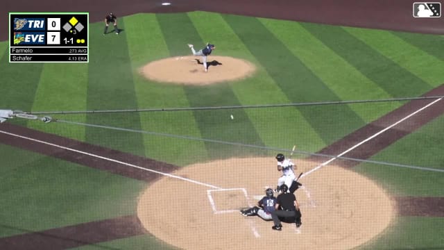Jonny Farmelo singles on a ground ball to center fielder Jorge Ruiz. Anthony Donofrio scores.