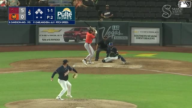 Bo Davidson homers (1) on a fly ball to center field.