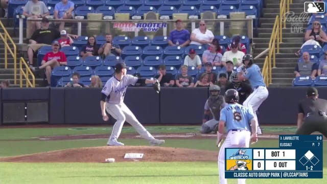 Dean Curley doubles (10) on a line drive to left fielder Junior Tilien. Tommy Hawke scores.