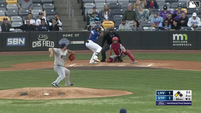 Emmanuel Rodriguez doubles (1) on a sharp line drive to center fielder Steward Berroa. Kaelen Culpepper scores.