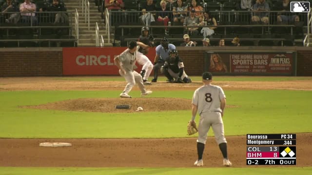 Braden Montgomery triples (3) on a line drive to right fielder Kevin Kilpatrick Jr.
