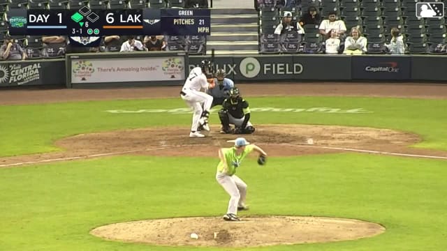 Bryce Rainer doubles (1) on a sharp line drive to center fielder Kyle Henley. Edian Espinal scores.