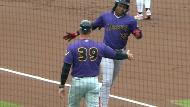Quentin Young hits his first Single-A homer