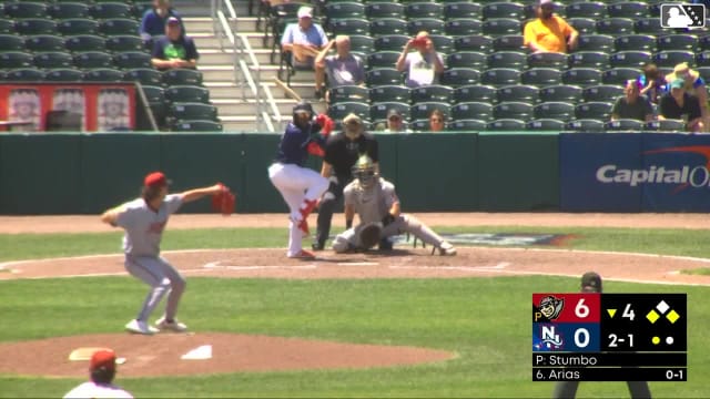 Victor Arias singles on a ground ball to center fielder Lonnie White Jr. Sean Keys scores. Aaron Parker to 2nd.