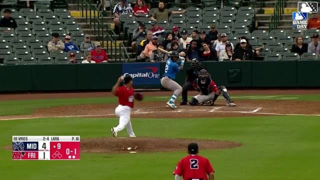 Leo De Vries homers (2) on a fly ball to right center field.