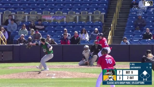Luke Hill singles on a sharp line drive to left fielder Samuel Munoz. Bennett Thompson scores.