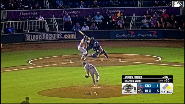 Andrew Fischer homers (21) on a line drive to right field. Josh Adamczewski scores.