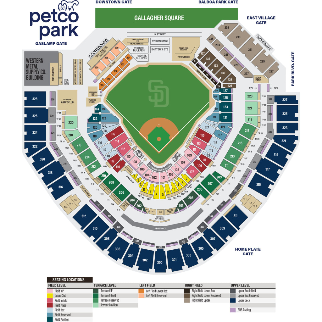 Petco Park Seating Map | San Diego Padres