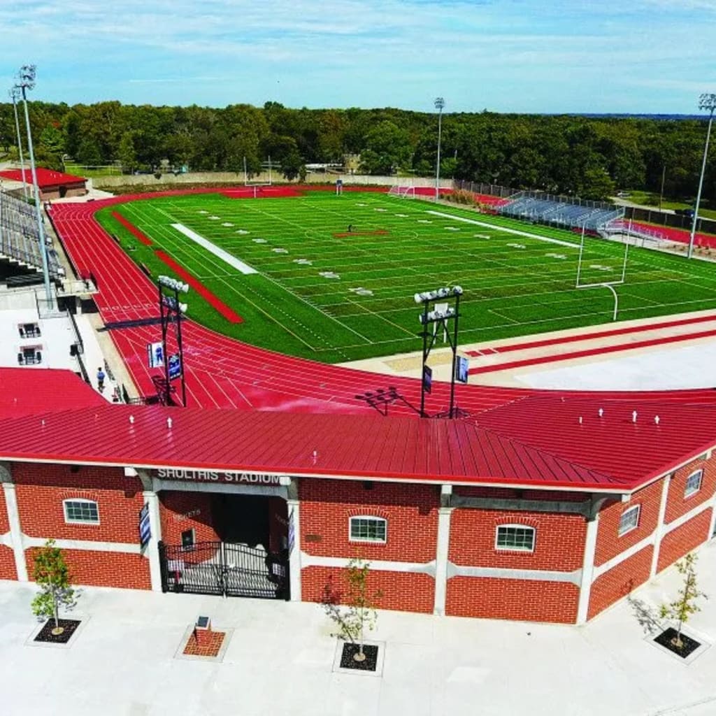 What Shulthis Stadium looks like today, with replica grandstand in front