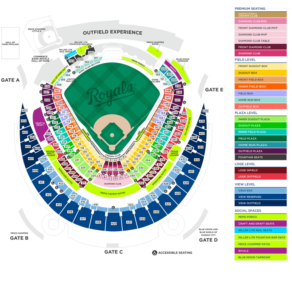 Kauffman Stadium Seating Map Kansas City Royals