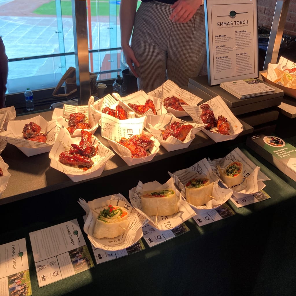 Tamarind barbecue wings and black-eyed peas hummus wraps