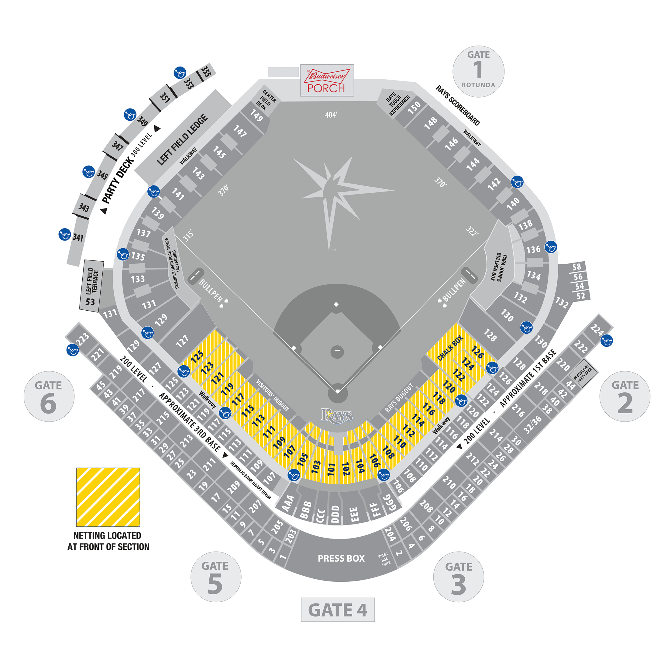 Tampa Bay Rays Tropicana Field MLB Stadium Map Ballpark Map 