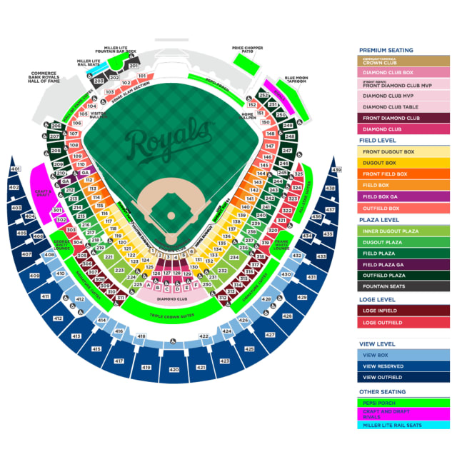 Kauffman Stadium Seating Map Kansas City Royals