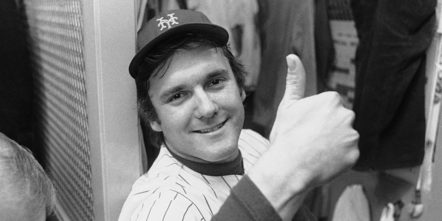 New York Mets - Tug McGraw gets a champagne shower from Ed