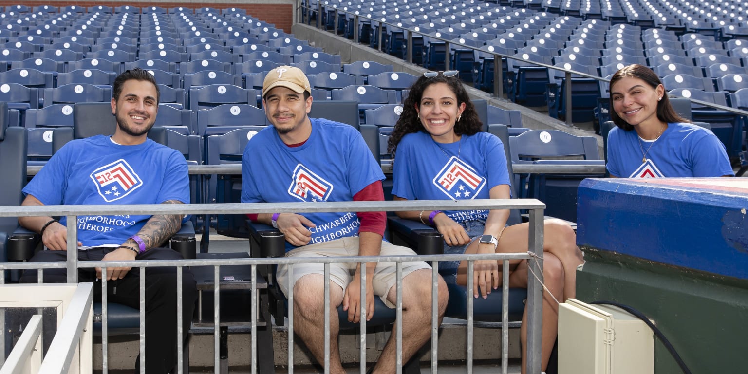 Kyle Schwarber Hosts Neighborhood Heroes During Phillies Batting Practice