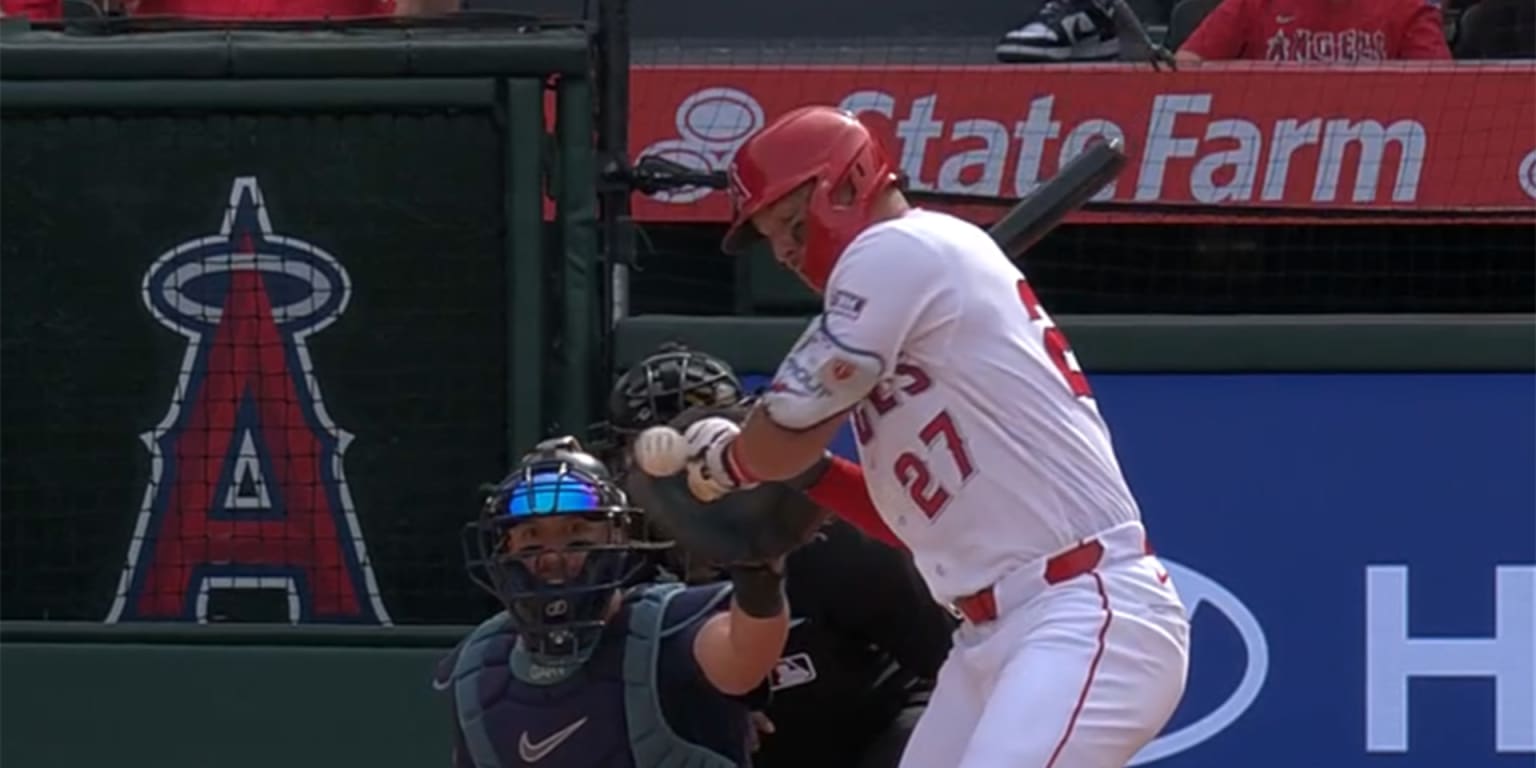 Trout exits after being hit by pitch on the hand