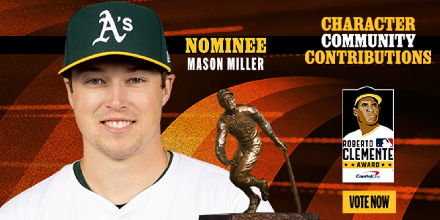 【morobito.kozorite】Mason Millerボブルヘッド Mason Miller A's Roberto Clemente Award nominee