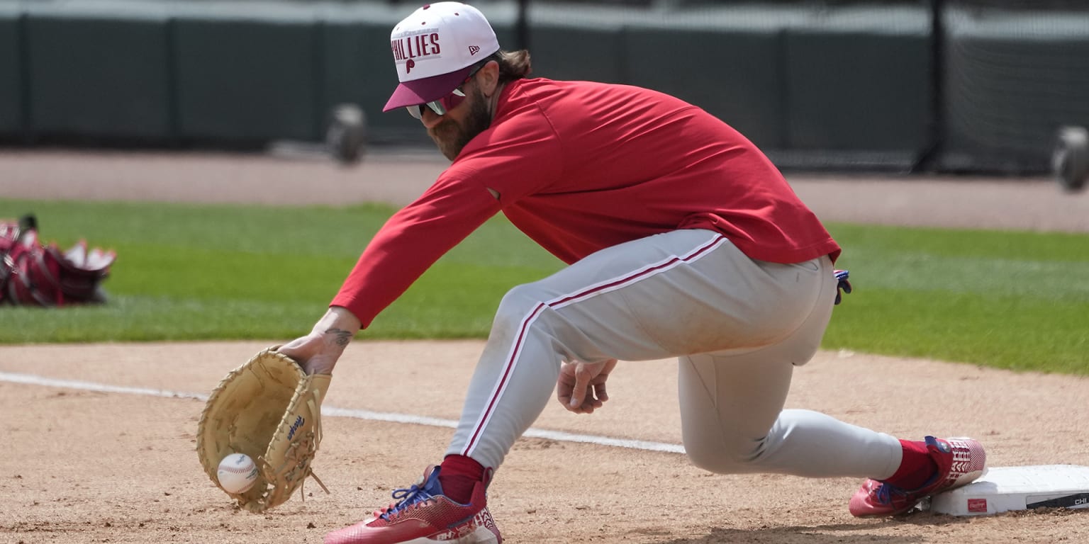 Bryce Harper wird diese Woche die erste Base für die Phillies spielen