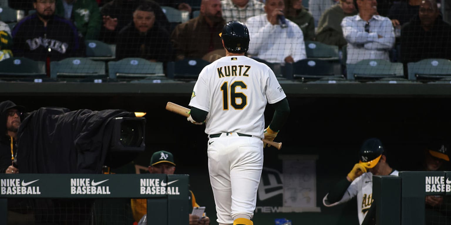Kurtz settles for share of A's record as on-base streak ends at 48 games