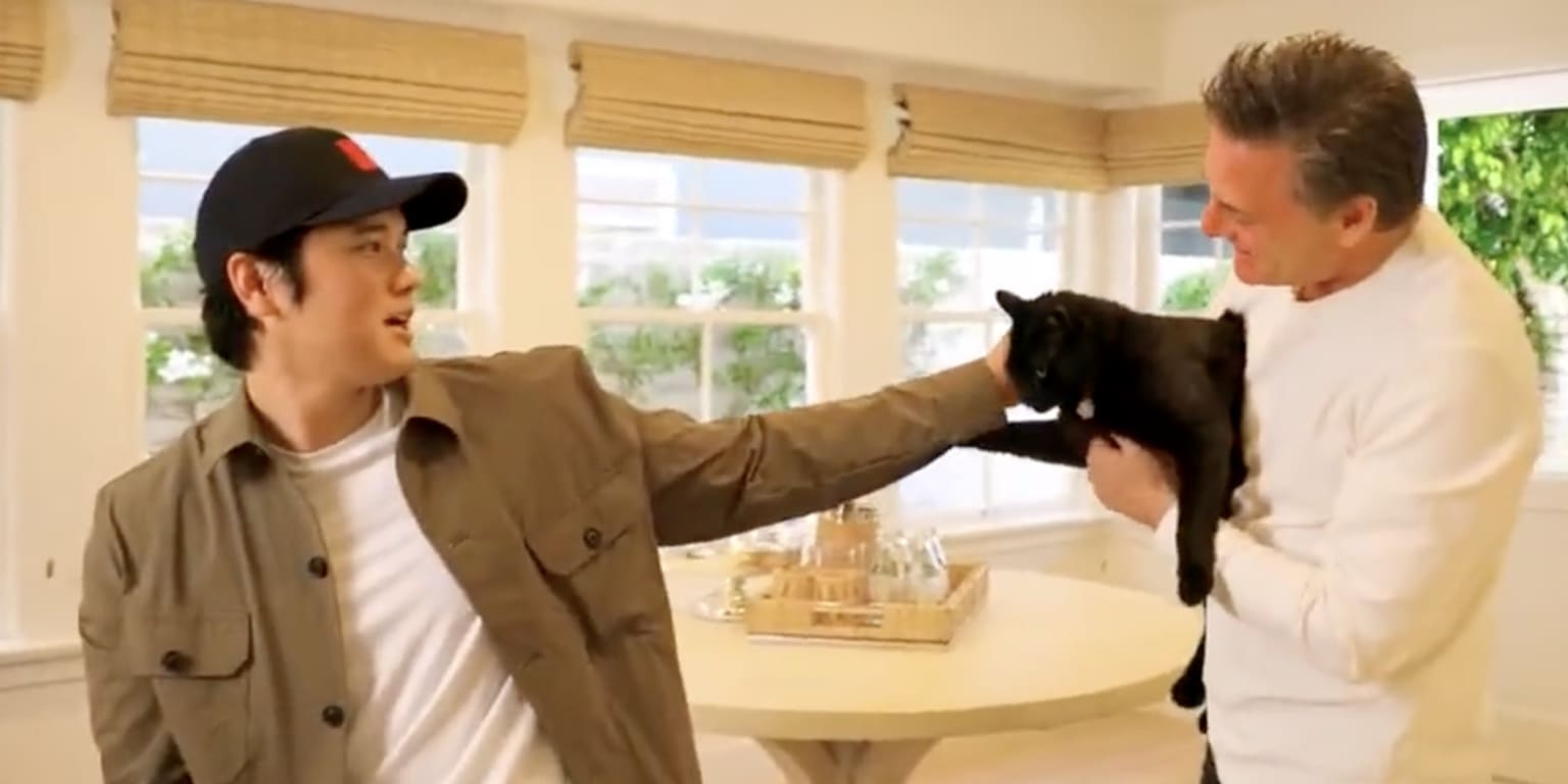 Alex Rudiy Shohei Ohtani meets cat in Players Choice Awards interview