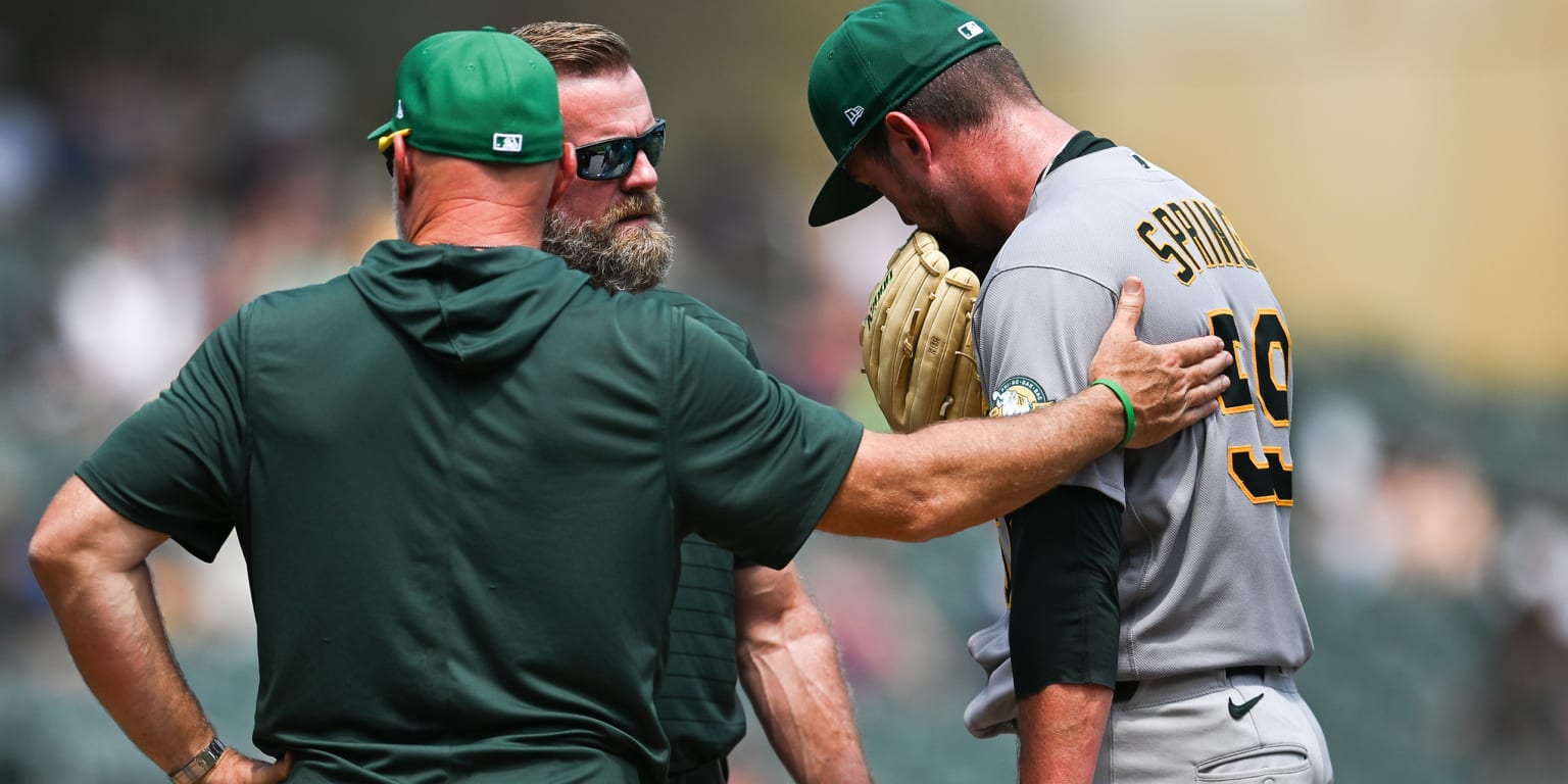 Miscues, Springs' hip discomfort mar A's finale in Minnesota