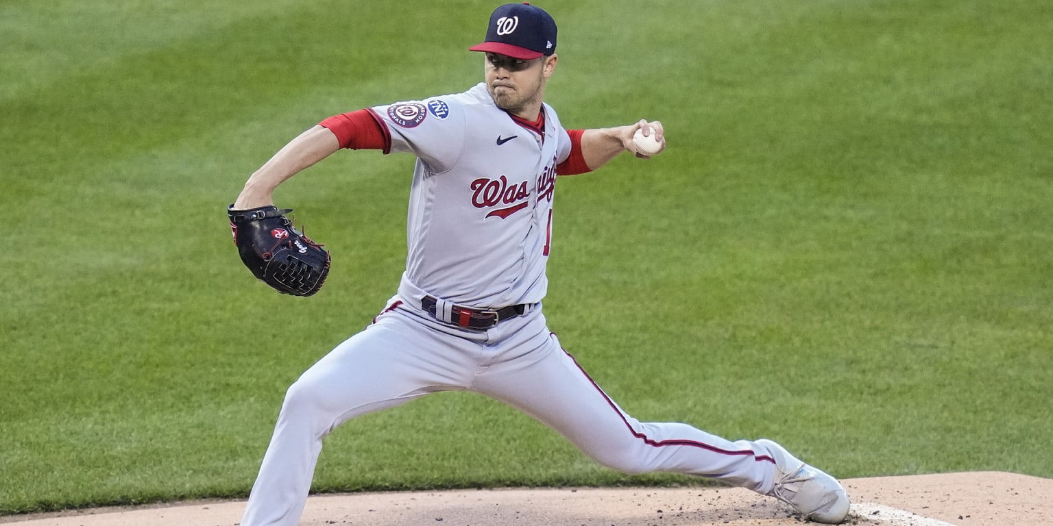 Washington Nationals starting pitcher MacKenzie Gore throws to a