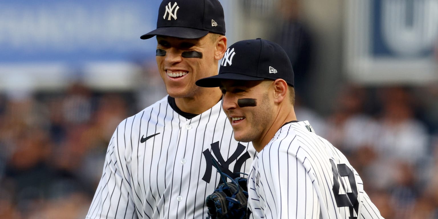 Aaron Judge Yankees Stadium outfield with his dog