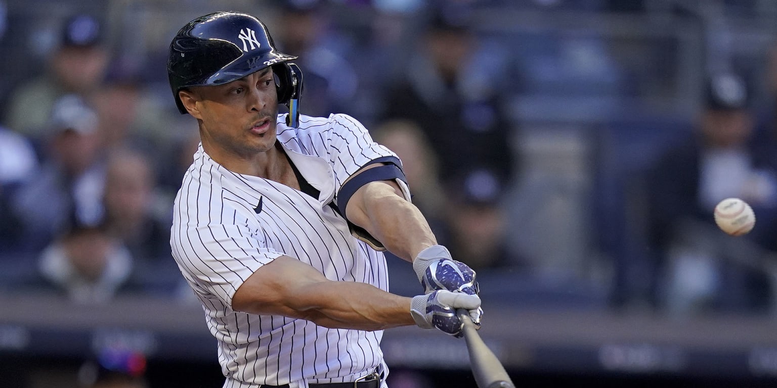 New York Yankees' Giancarlo Stanton warms up during a team workout  Wednesday, March 27, 2019, in New York. The Yankees will play their home  opener against the Baltimore Orioles on Thursday. (AP