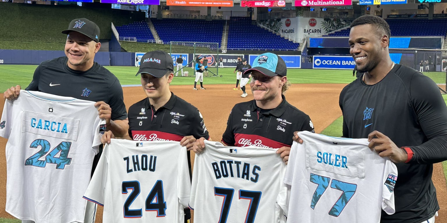 Valtteri Bottas, Zhou Guanyu visit Marlins before Miami Grand Prix