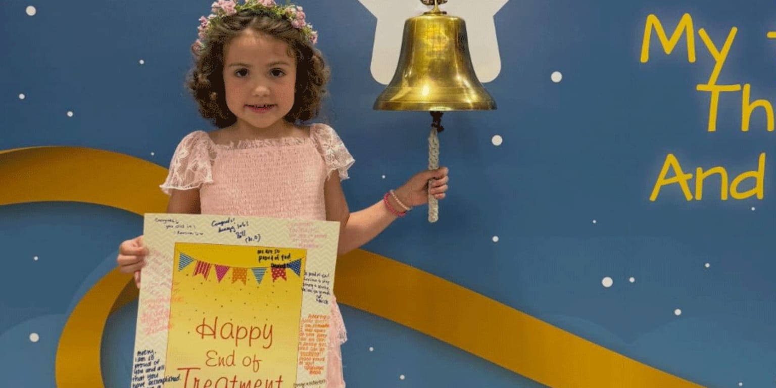 Fraley's 7-year-old daughter rings bell at hospital to signal victory over leukemia