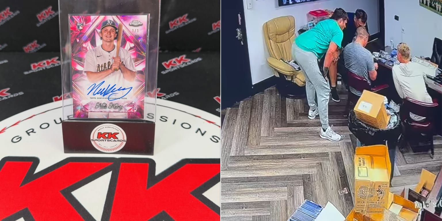 Blue Jays' Heineman, A's Kurtz talk Opening Day trade ... of 1-of-1 Kurtz Topps card