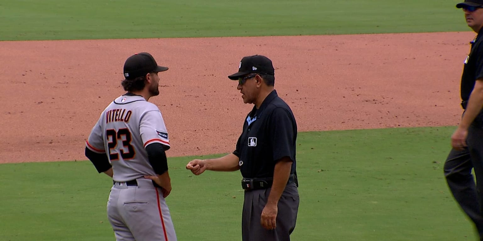 Vitello tossed after ump rules Adames pushed Pasquantino off base