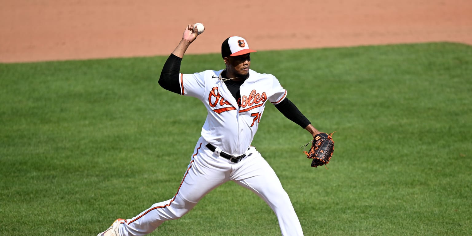 Felix Bautista of the Baltimore Orioles reacts after defeating the News  Photo - Getty Images