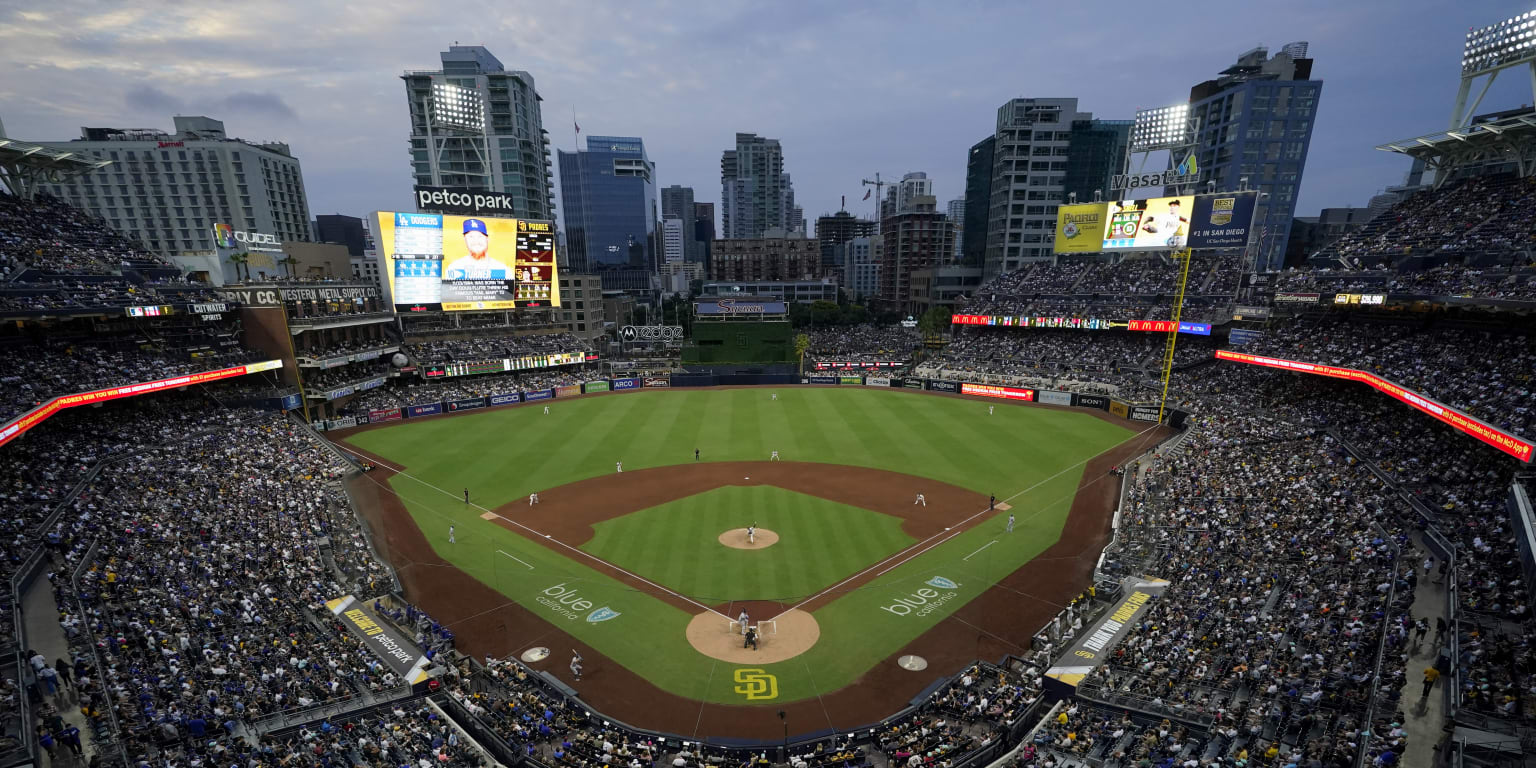 Night time view of Petco Park, home of the San Diego Padres