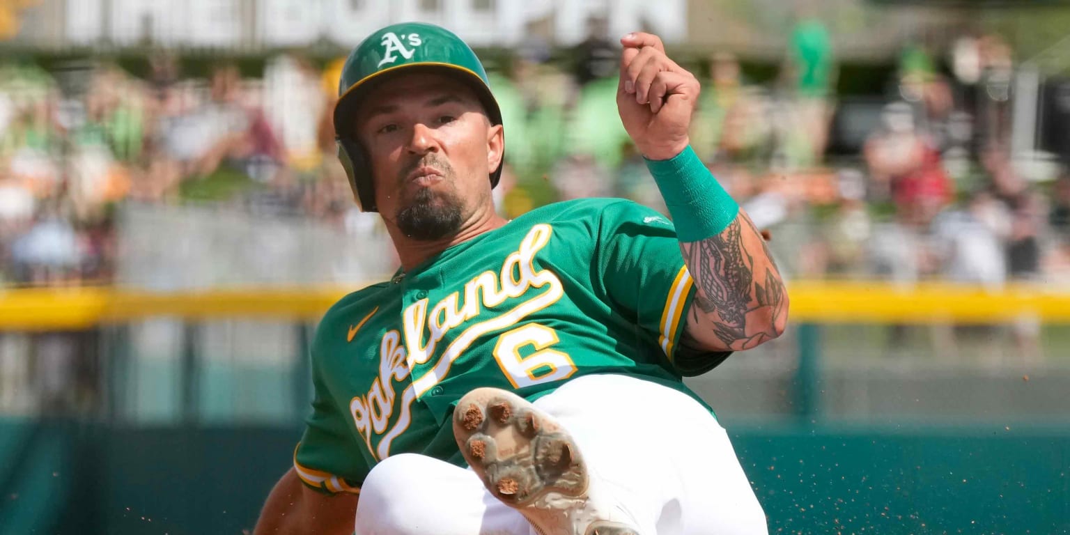 Jesus Aguilar of the Oakland Athletics high fives Jace Peterson after  News Photo - Getty Images