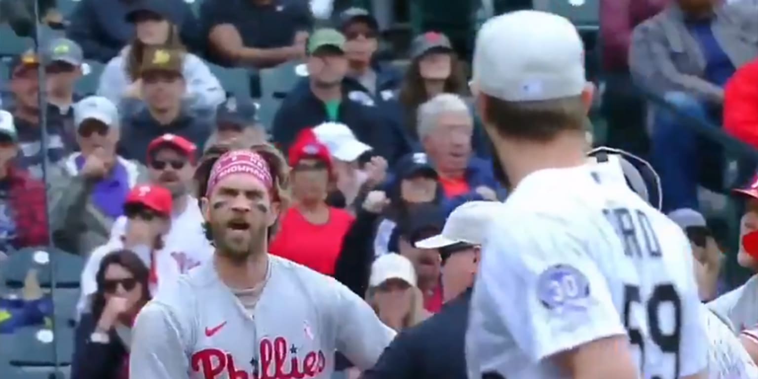 Bryce Harper ejected after altercation with Rockies pitcher