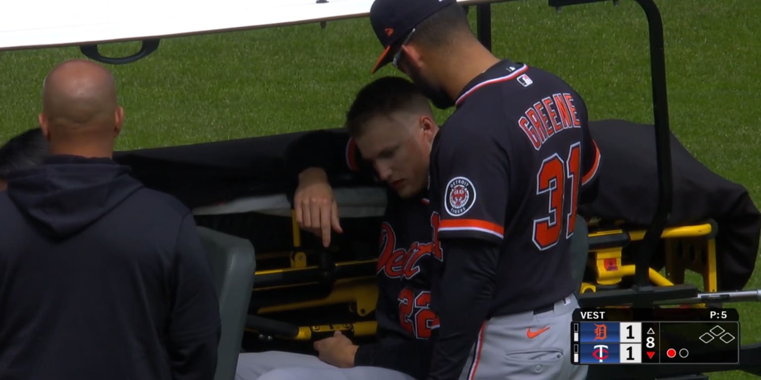 Meadows carted off after collision with Greene in left field