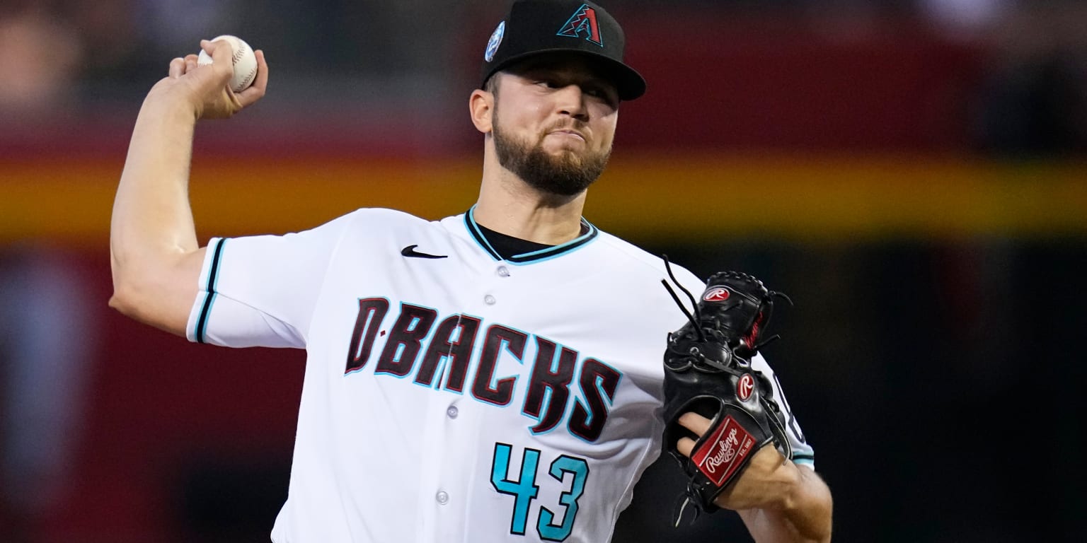 This is a 2023 photo of Arizona Diamondbacks center fielder Alek Thomas.  This image reflects the Arizona Diamondbacks' active roster as of  Wednesday, Feb. 22, 2023, when this image was taken in