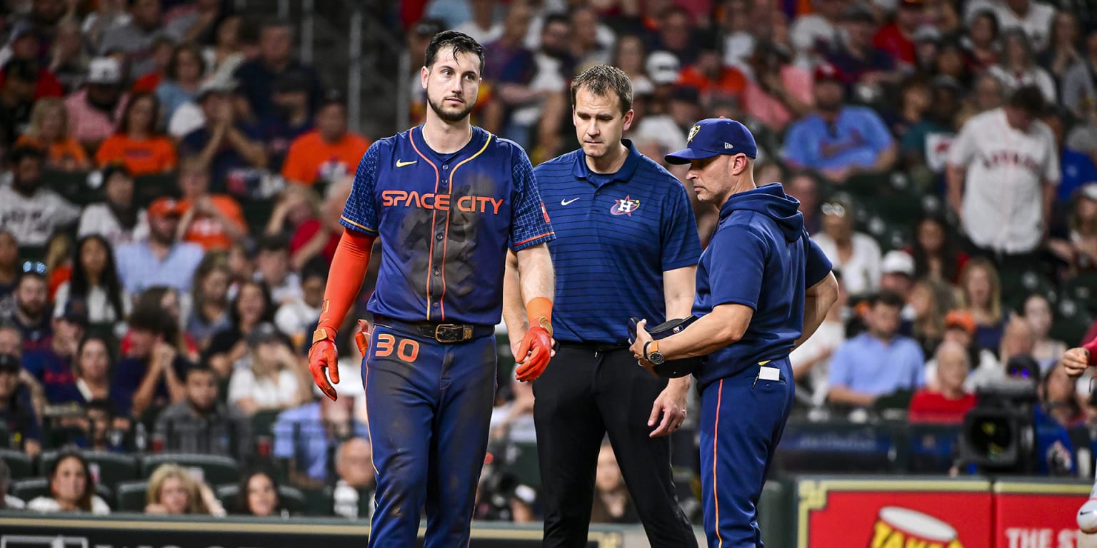 Kyle Tucker exits after fouling ball off his leg