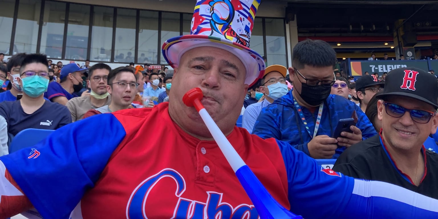 Cuba fan with horn at World Baseball Classic