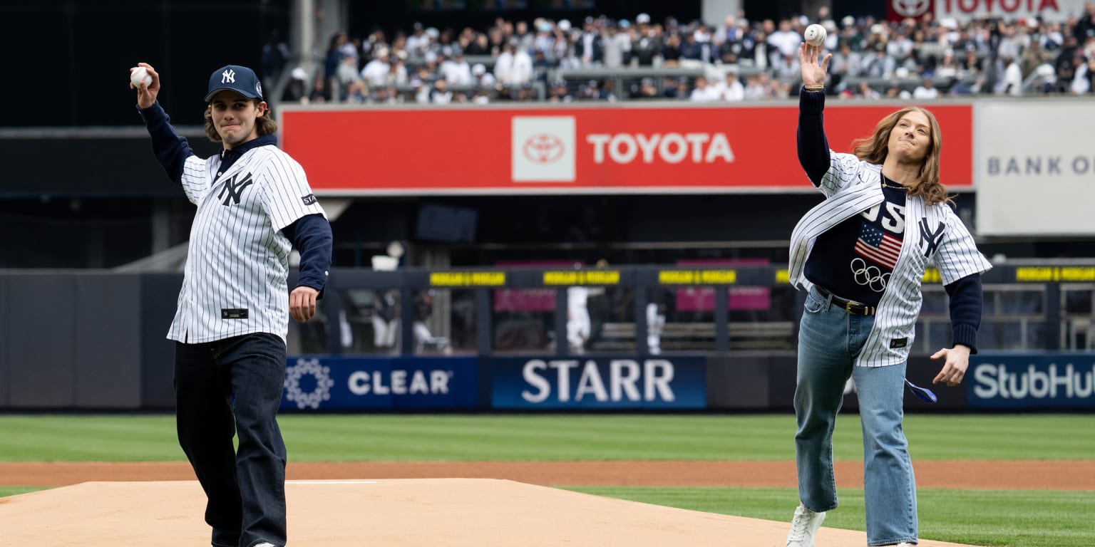 Jack Hughes and Aerin Frankel bring Olympic gold flair to Yankees' first pitch