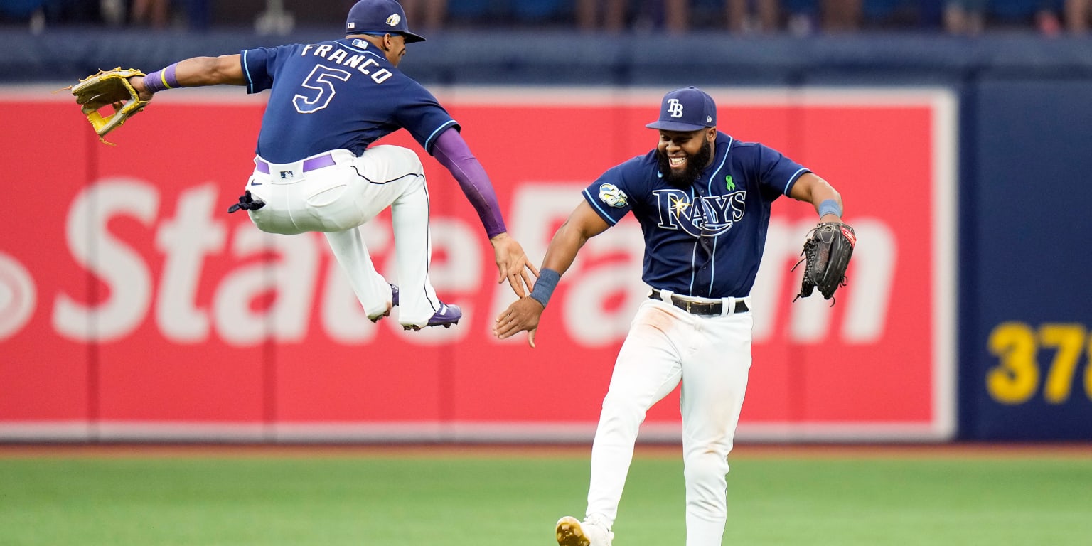 WASHINGTON, DC - APRIL 04: Tampa Bay Rays center fielder Jose Siri (22)  focuses on the pitcher during the Tampa Bay Rays versus Washington  Nationals MLB game at Nationals Park on April