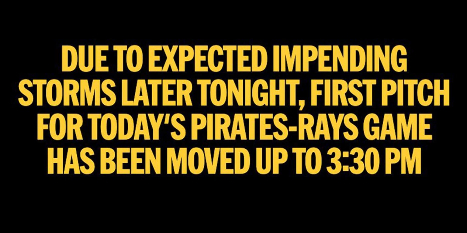 Rays-Pirates start time for today's game moved up to 3:30 p.m. ET because of forecast