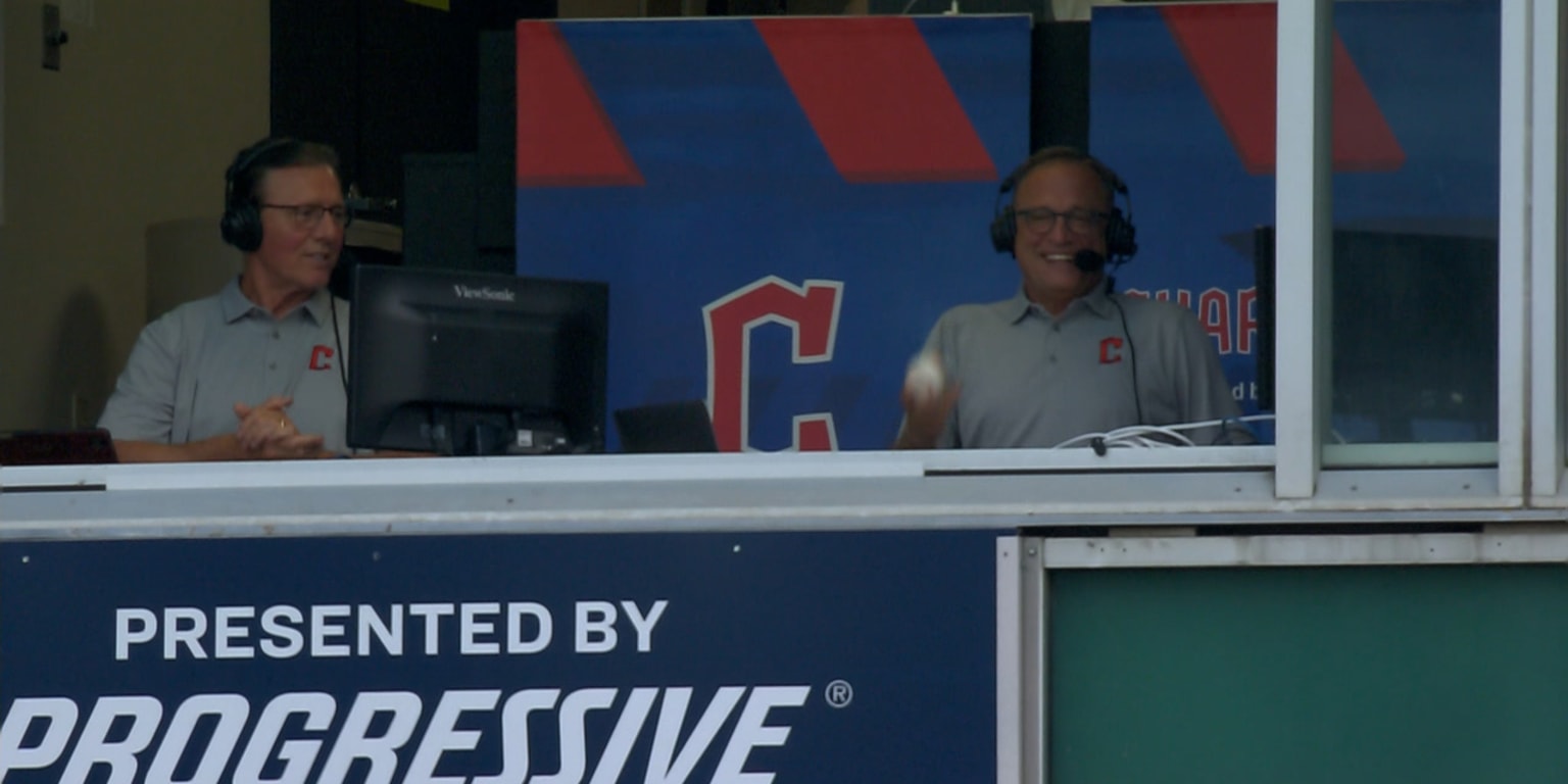 Guardians broadcaster snags foul ball while giving play-by-play!