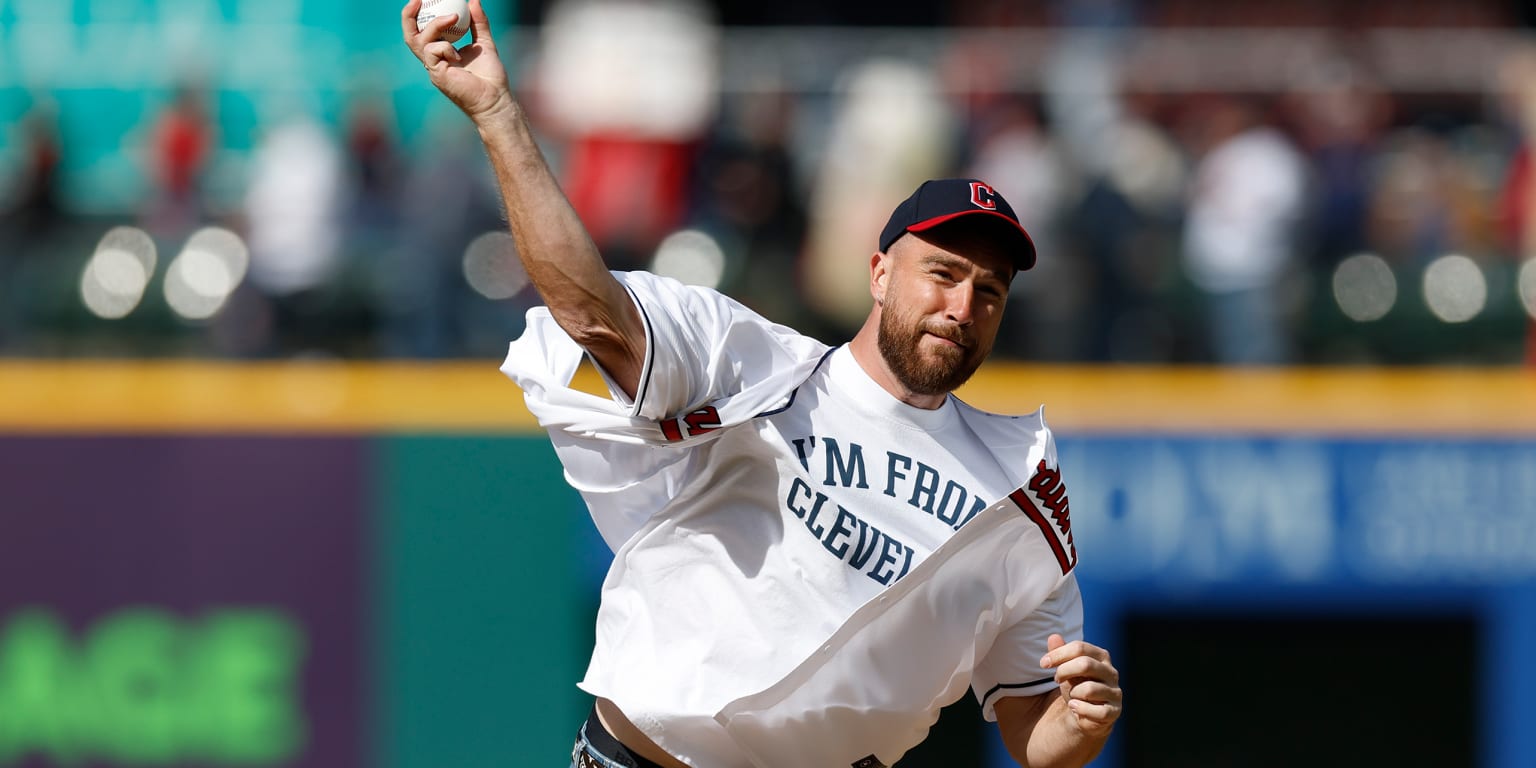 Travis Kelce's bad first pitch at Guardians home opener