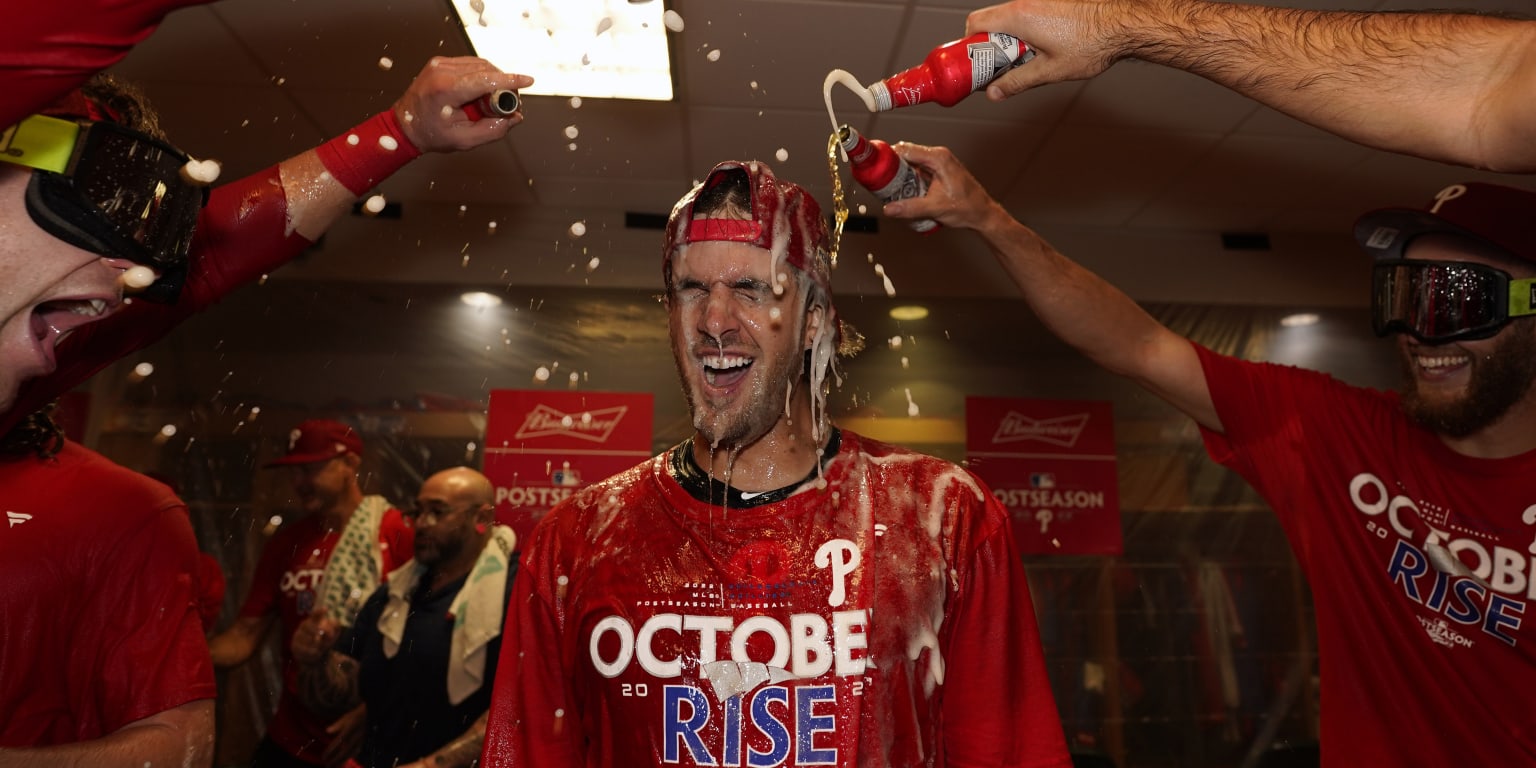 Photos of Phillies clinching a playoff berth